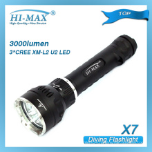 IP68 rechargeable 18650/26650 battery led flashlight torch marine underwater led light